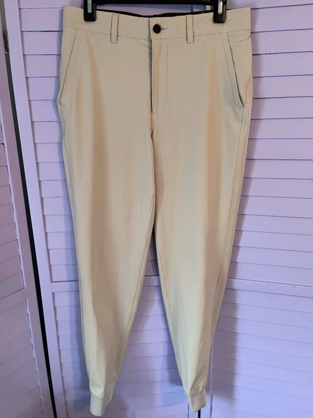 Men's Tapered Jogger Pants in Light Beige